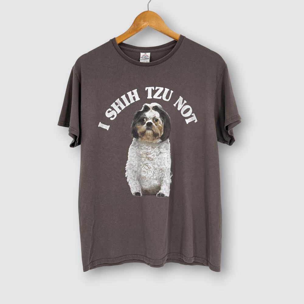 Y2k Vintage Shih Tzu Dog Graphic Cotton T-Shirt Size Medium